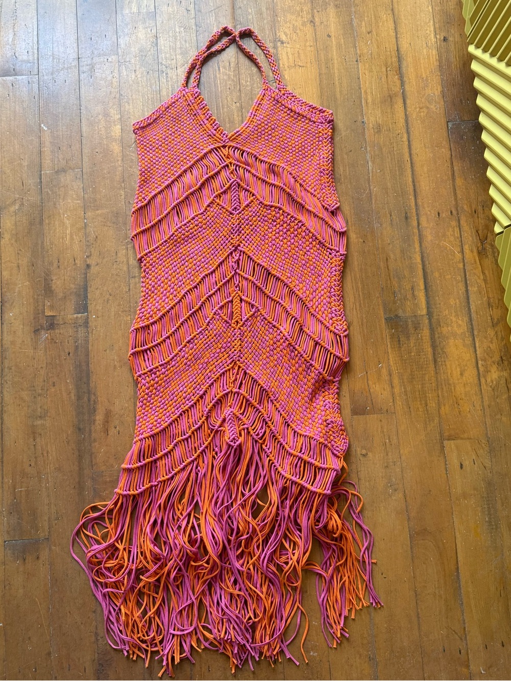 Pink & Orange Crochet Fringe Dress - Picture 2 of 2